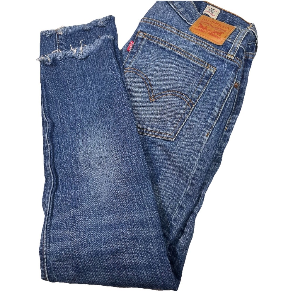 Levis 501 Jeans Womens 30 White Oak Cone Blue Denim Frayed Hem Button Fly EUC
